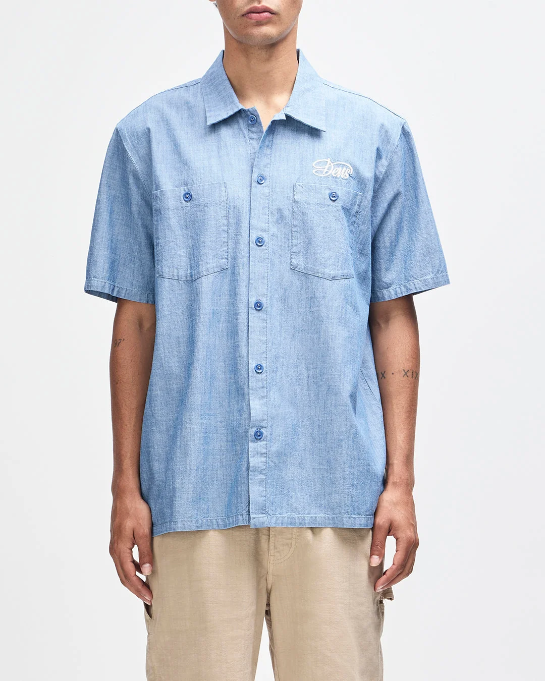 Image of Forecourt Chambray Shirt - Mid Indigo