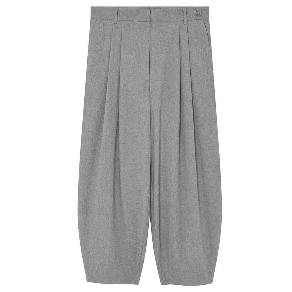 Image of Enora Barrel Leg Trousers - Grey Melange