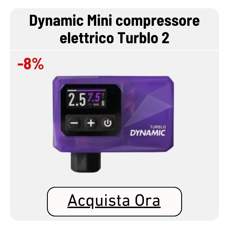 Purple Dynamic Turblo 2 mini electric tyre compressor with digital display and control buttons showing pressure, -8% sale label