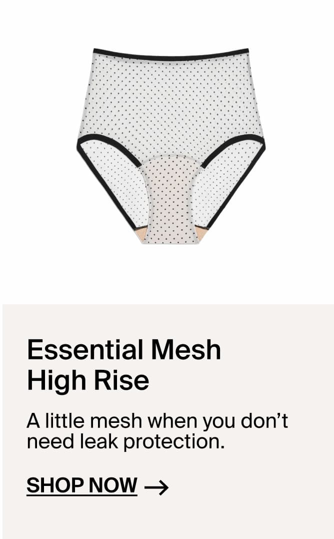Essential Full Mesh High Rise: A little mesh when you don't need leak protection