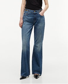 Flag Horsebit Mid Rise Flared Jeans