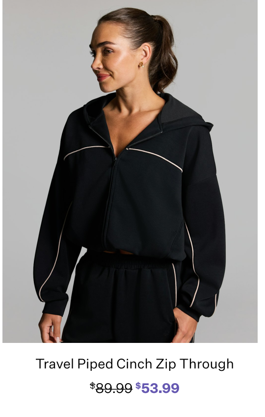 Travel Piped Cinch Zip Through