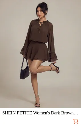 SHEIN PETITE Women s Dark Brown...