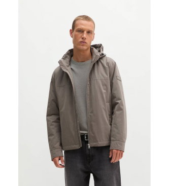 Chaqueta con capucha desmontable marrón
