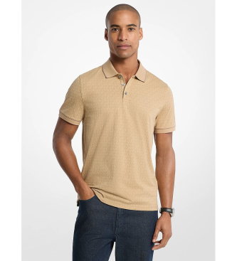 Polo de punto liso de algodón con logotipo beige