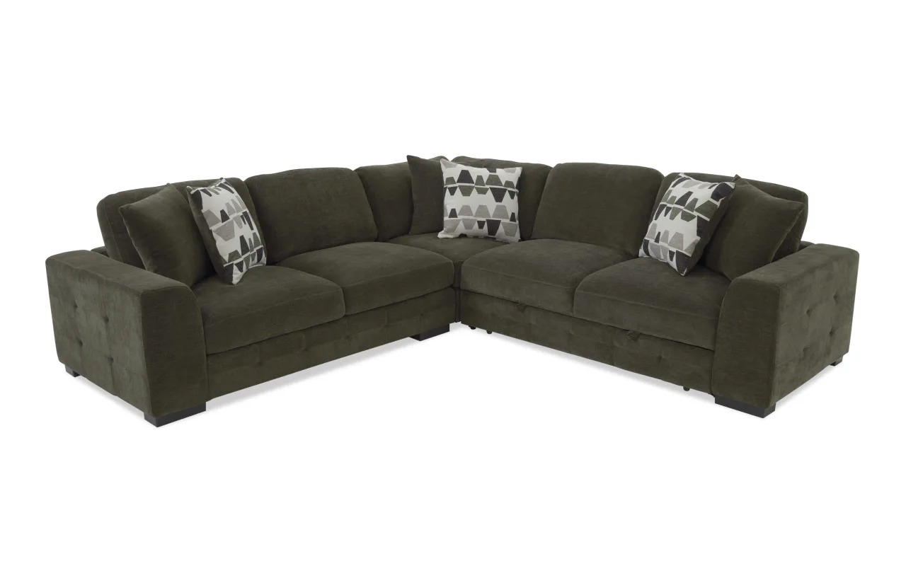 Playground Forest 113'' 3 Piece Right Arm Facing Pop-Up Sleeper Sectional
