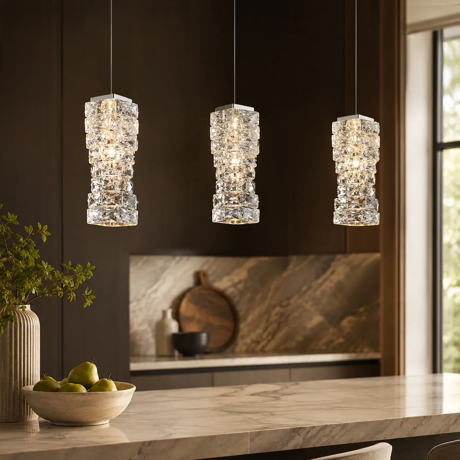 Image of Glam Stacked Crystal Pendant Light