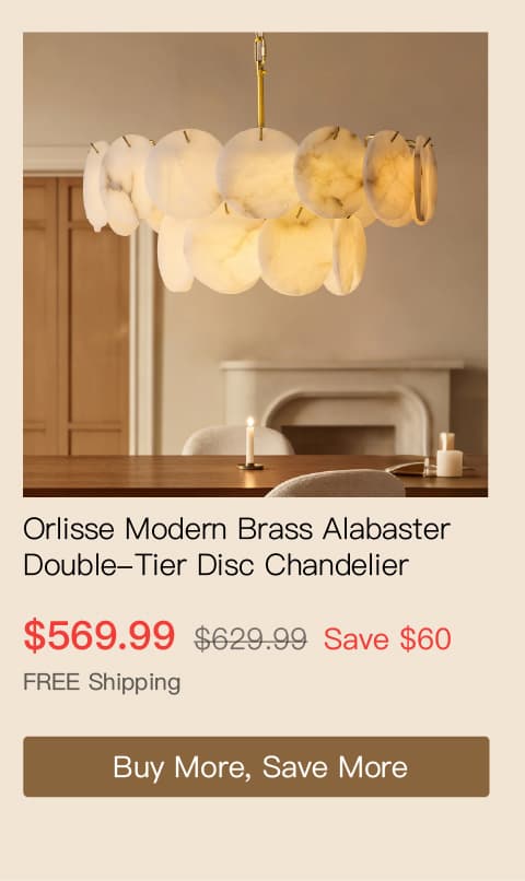 Orlisse Modern Luxury Brass Alabaster Double-Tier Disc Chandelier