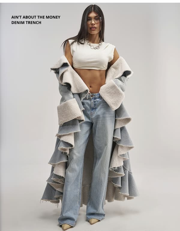 AIN'T ABOUT THE MONEY DENIM TRENCH
