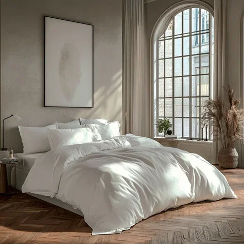 Pack Housse couette et Taies Venezia Haomy en percale coton lavée - 9 couleurs naturelles