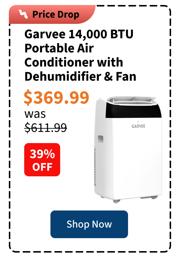 Garvee 14,000 BTU Portable Air Conditioner with Dehumidifier & Fan, Portable AC Units Cools up to 750 Sq. Ft., Remote Control, Auto Swing, Sleep Mode, White Top