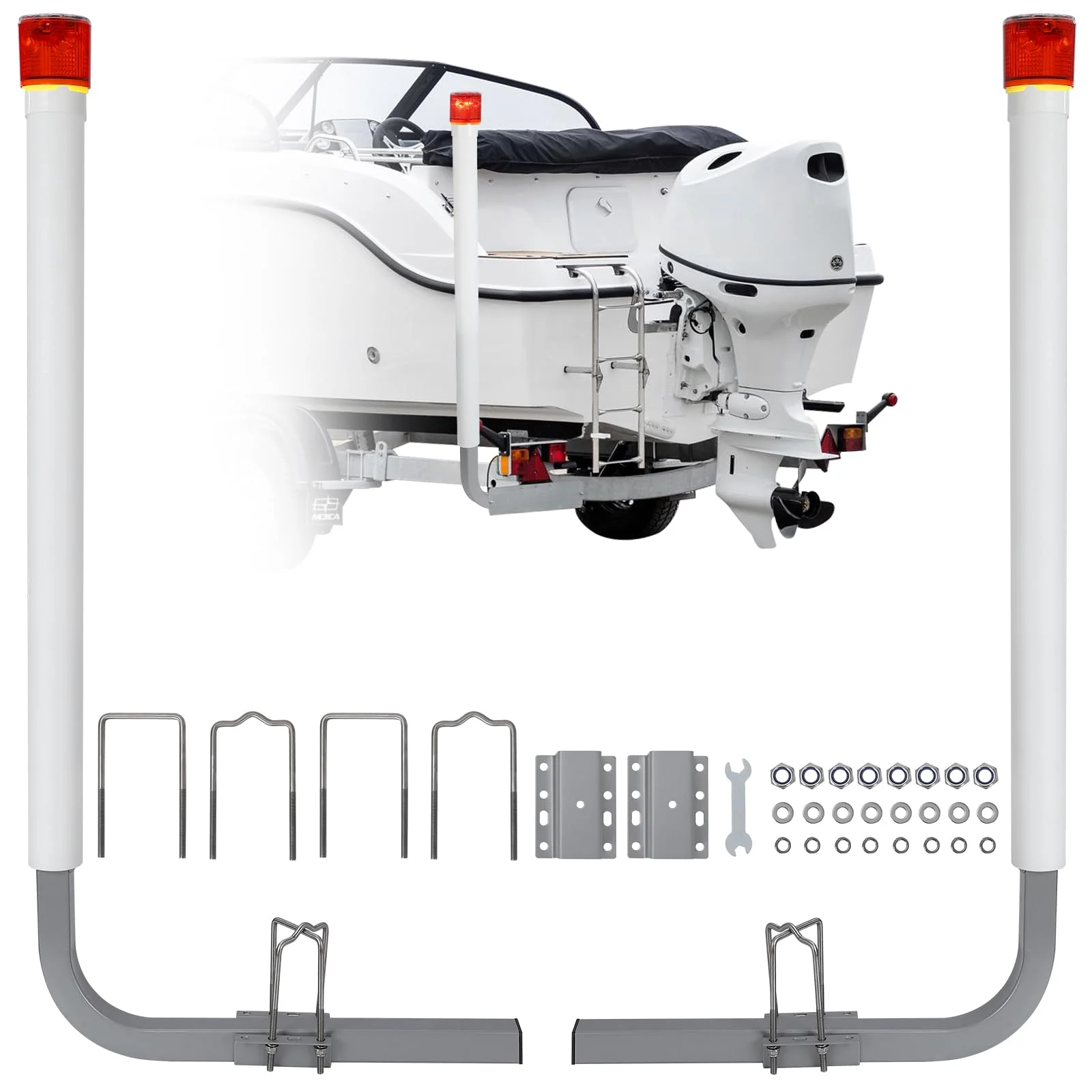 Image of Rustproof Steel Trailer Guide with Light, Adjustable Width Design