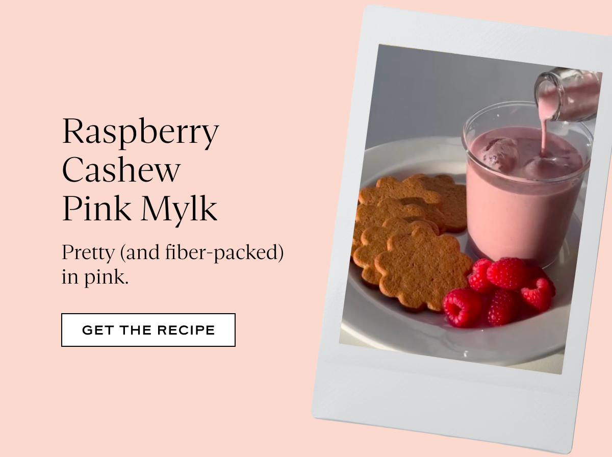 Raspberry Cashew PInk Mylk: Pretty (and fiber-packed) in pink.