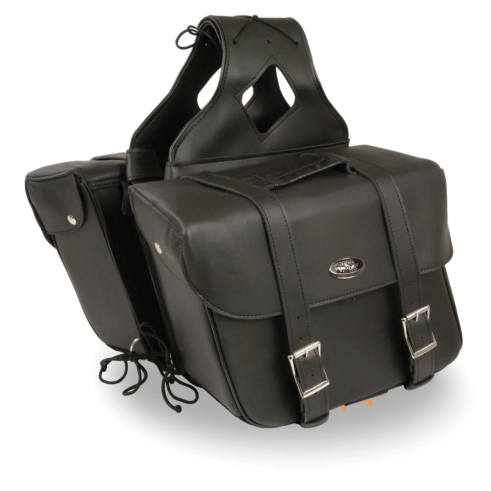Image of Milwaukee Leather SH580ZB Black Large Zip-Off PVC Slanted Throw Over Motorcycle Saddlebags