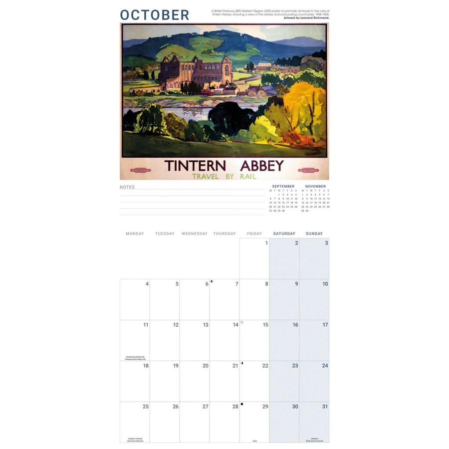 Vintage Railway Poster Art Calendar 2027