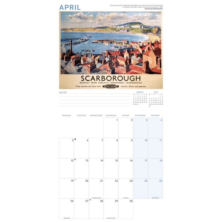 Vintage Railway Poster Art Calendar 2027