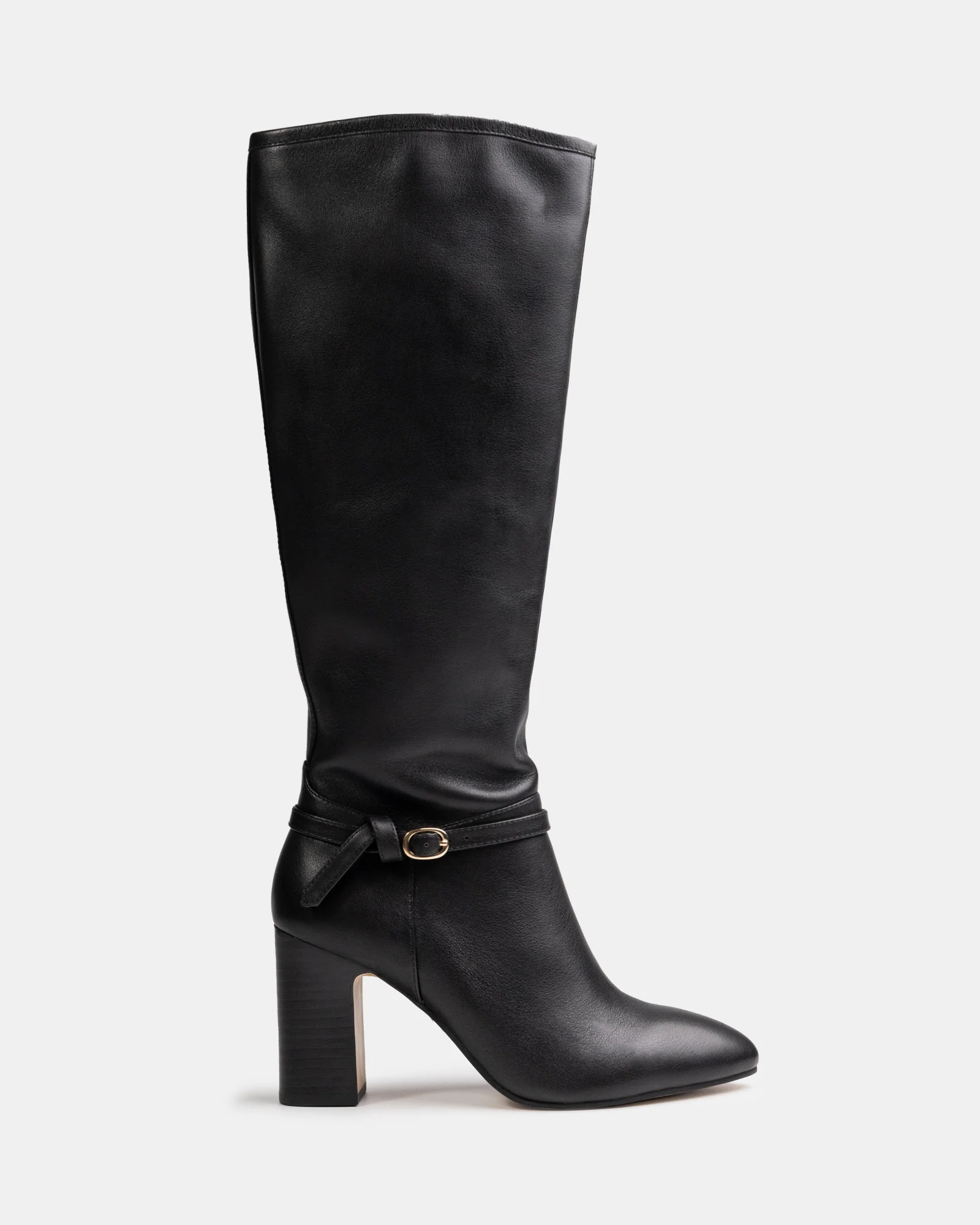 Presley Black Leather Knee High Boot