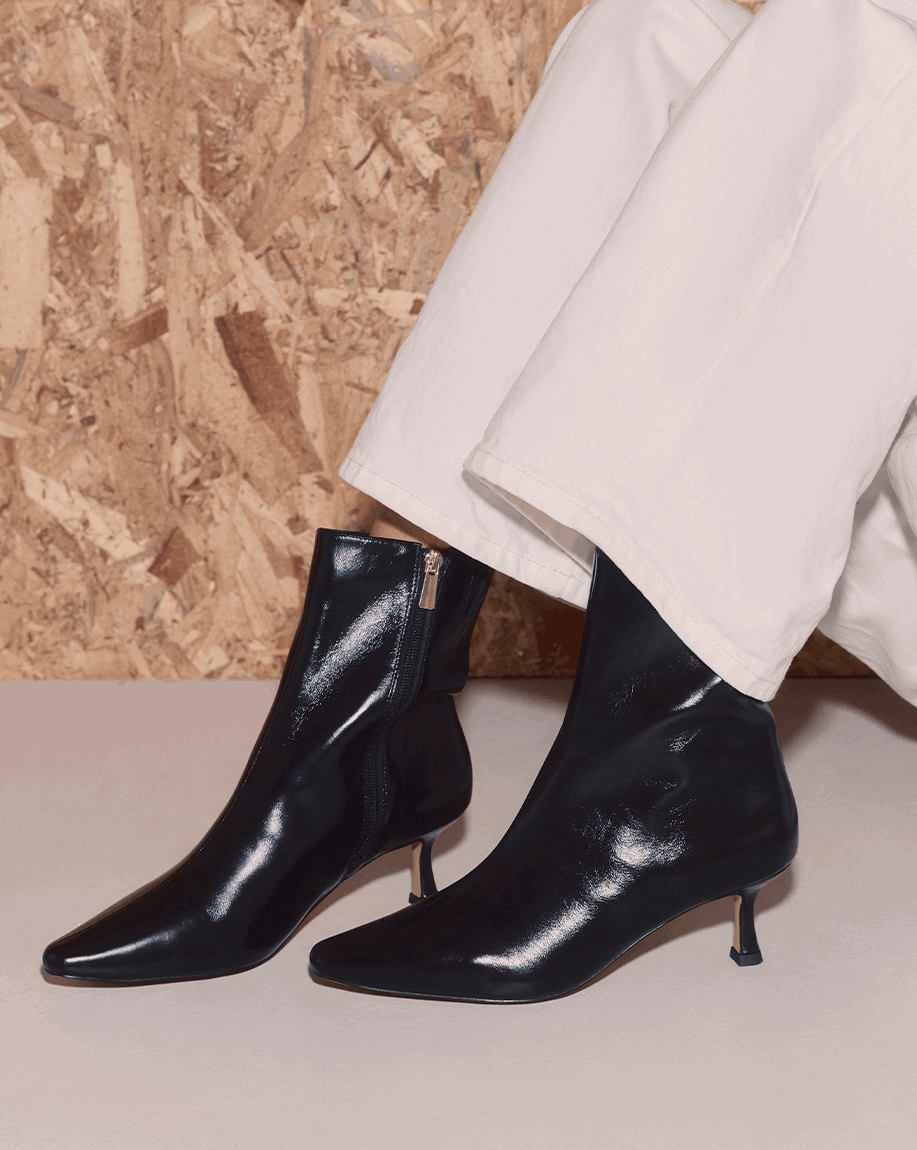 Morgan Black Patent Leather Ankle Boot