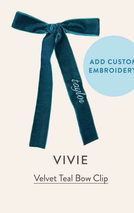 Velvet Teal Bow Clip 