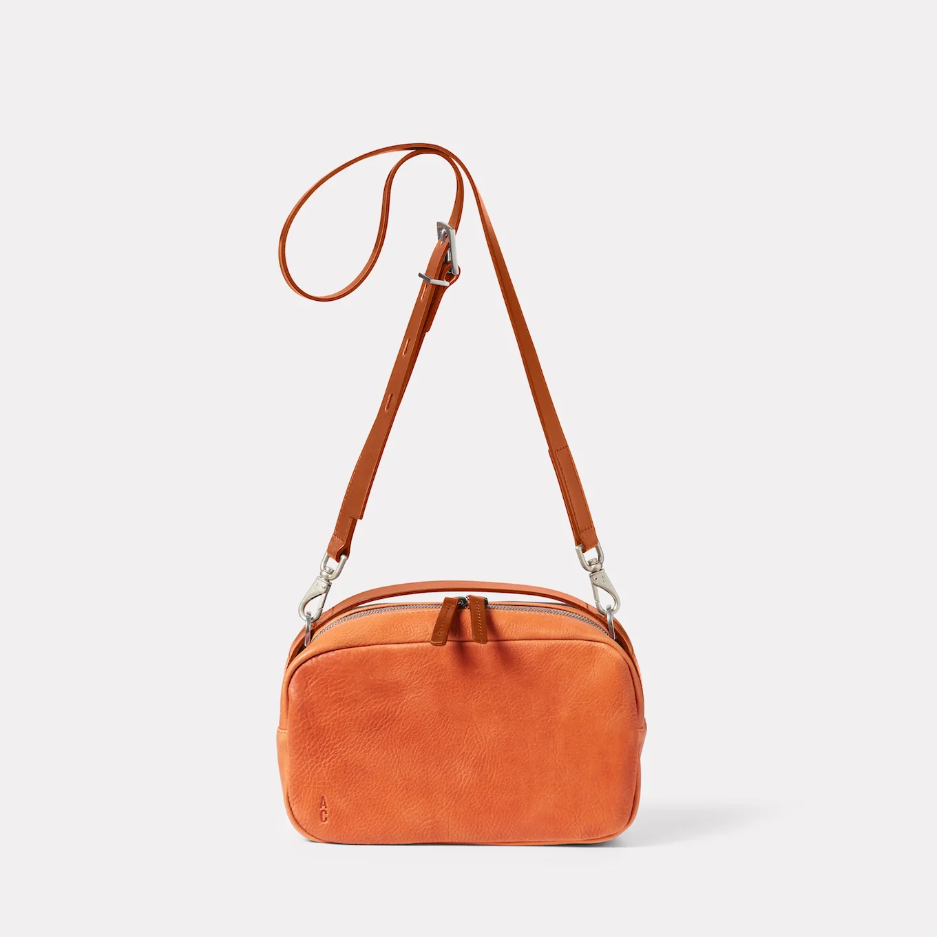 Image of Leila Plus Calvert Leather Crossbody Bag in Brick