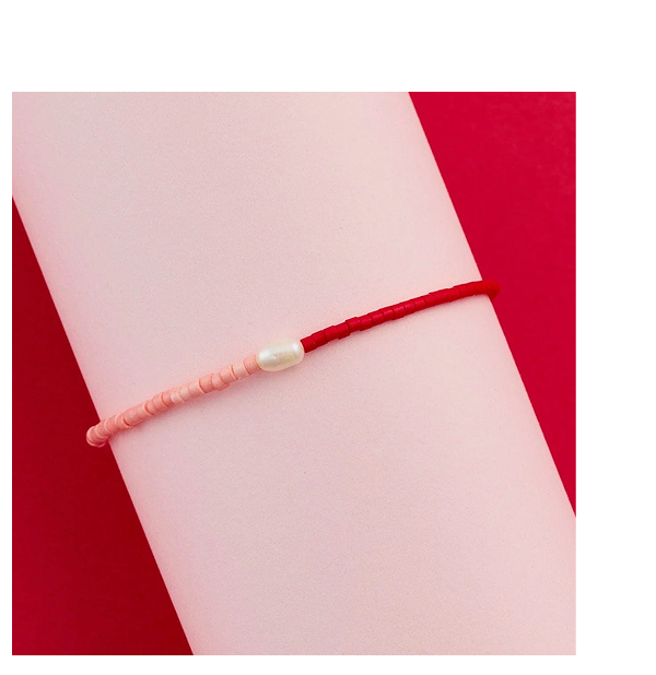 Image of Pearl Two Tone Charm Bracelet