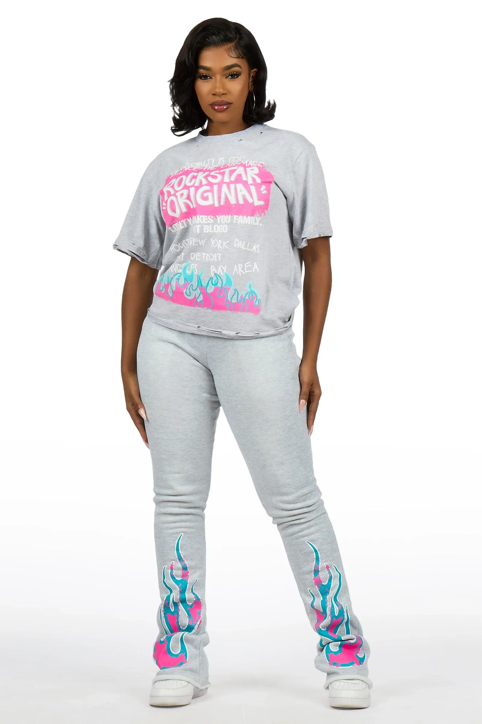 Image of Bridgette Heather Grey T-Shirt Trackset