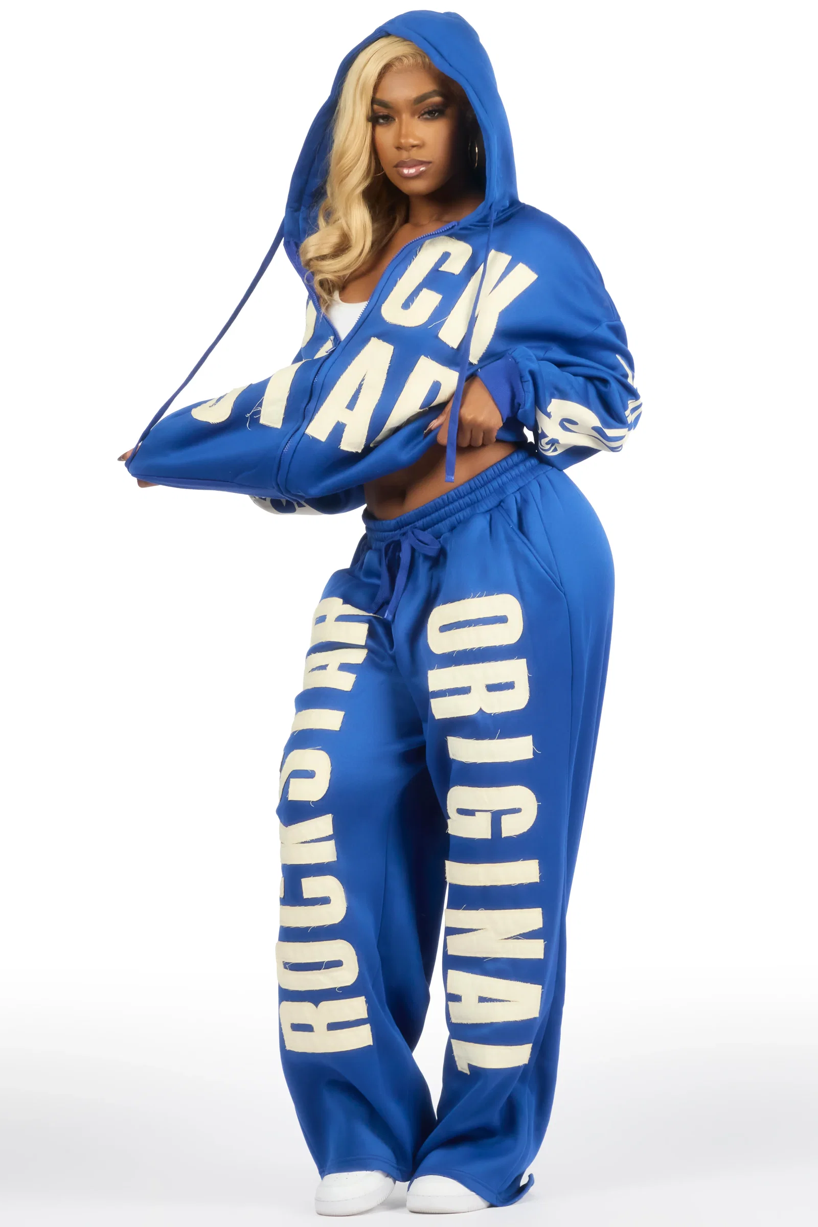 Image of Ashira Royal Blue Baggy Fit Zip Up Track Set