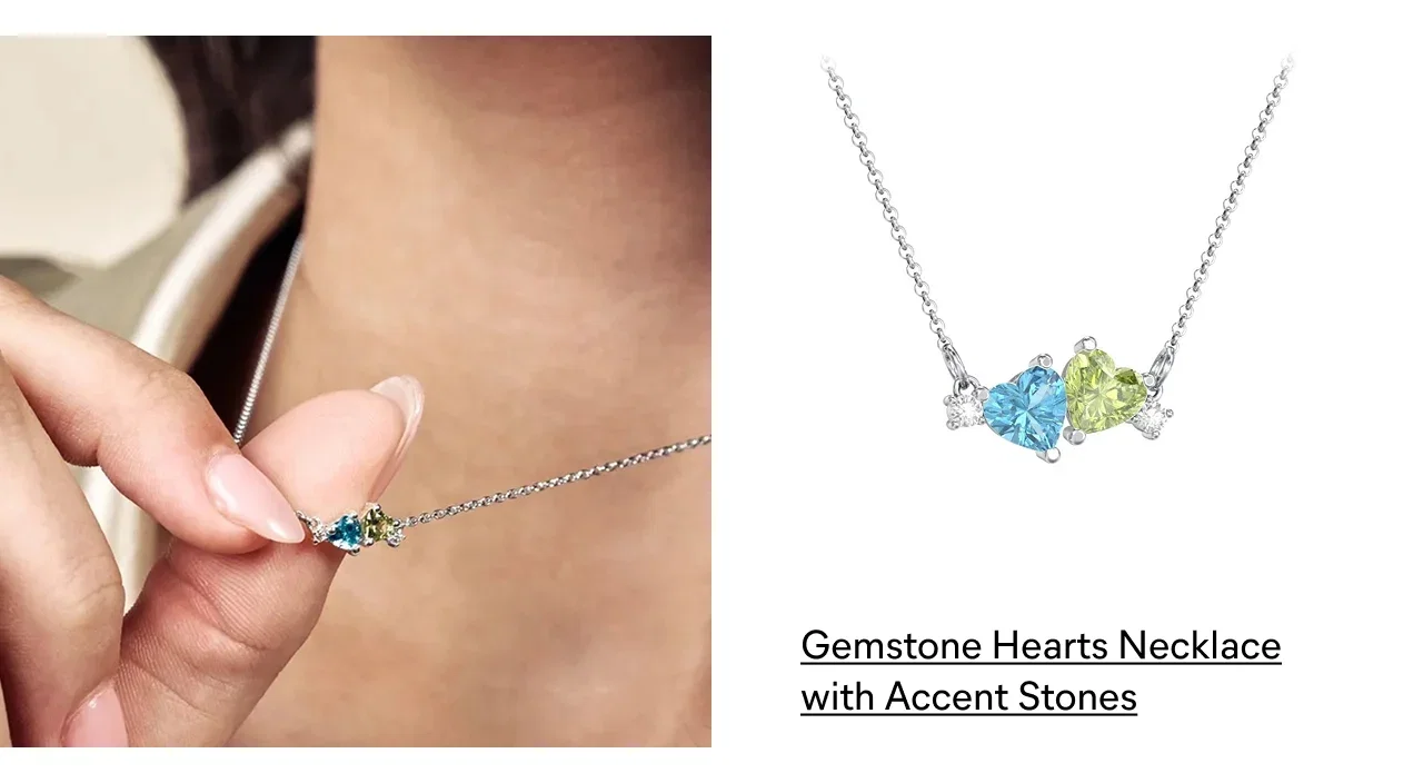 Gemstone Hearts Necklace with Accent Stones