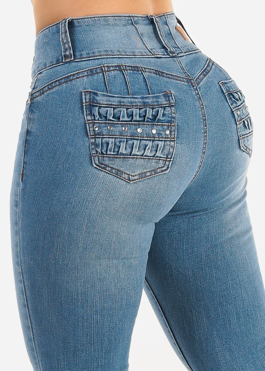 Image of Levantacola High Waist Stretch Skinny Jeans Light Wash