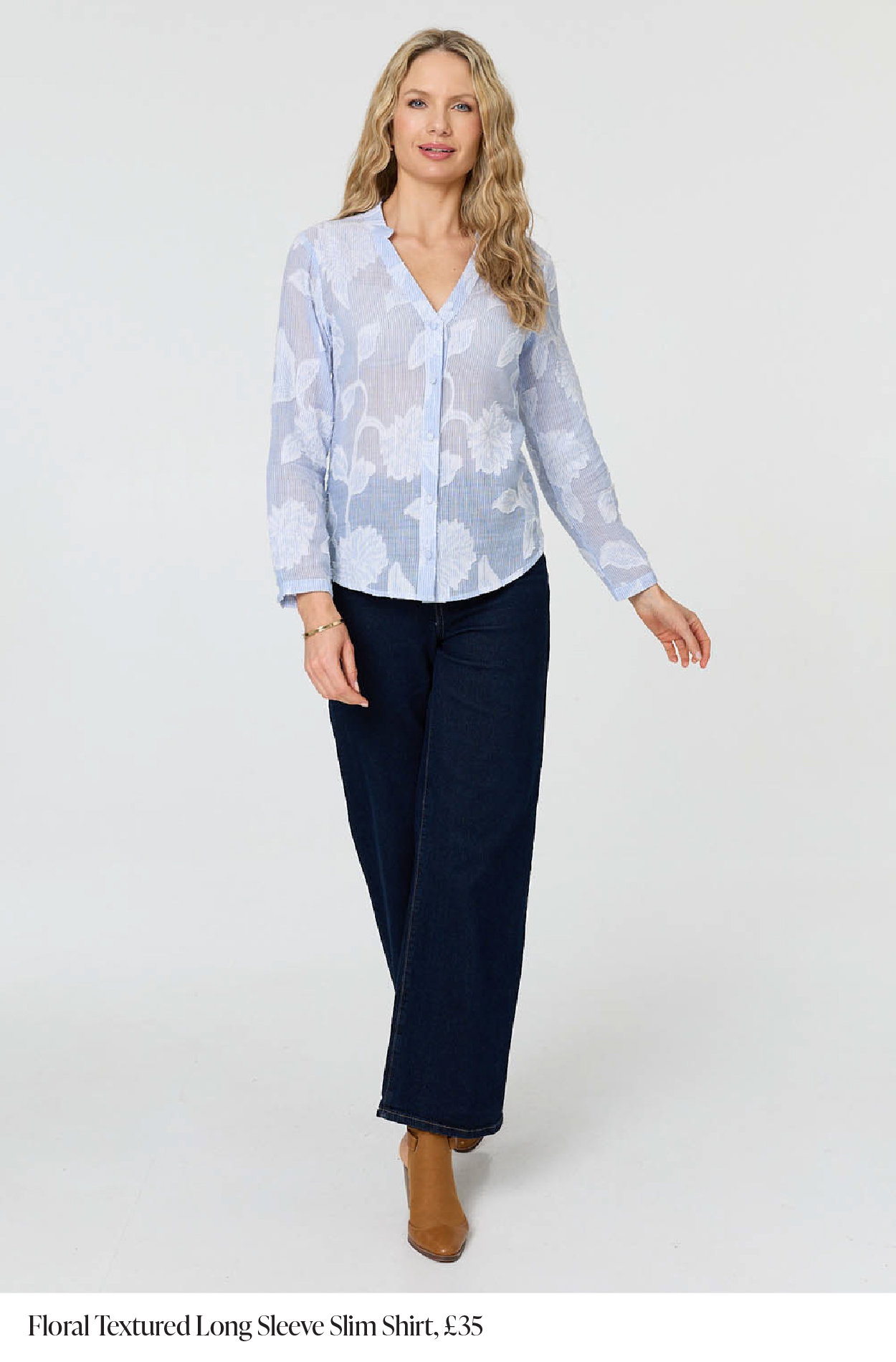 Floral Textured Long Sleeve Slim Shirt | Shop Now