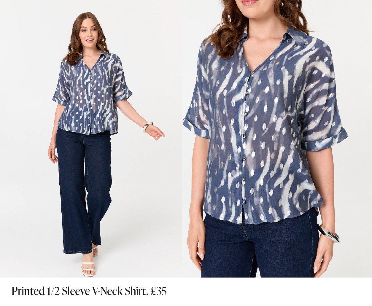 Printed 1/2 Sleeve V-Neck Shirt | Shop Now
