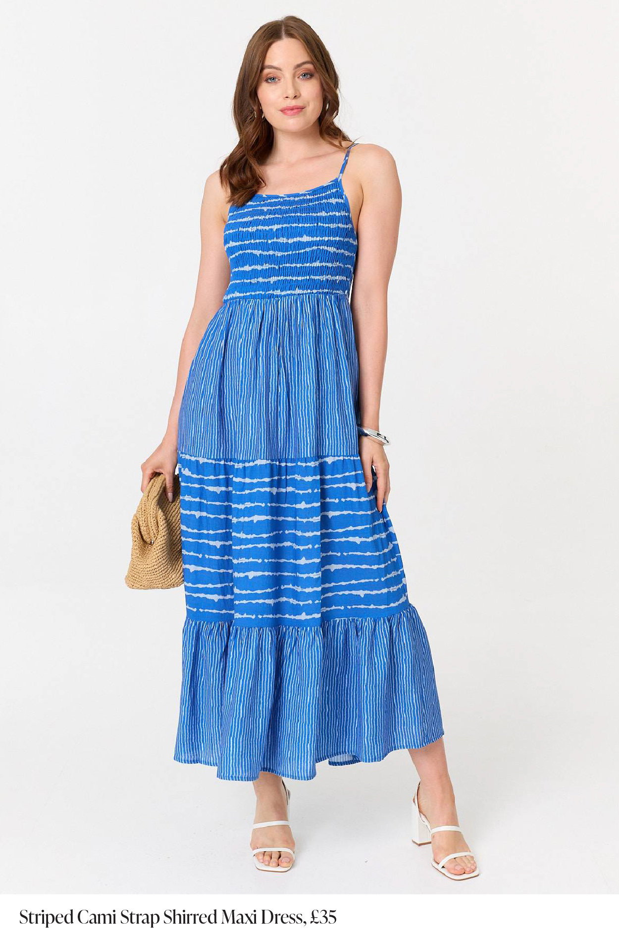 Striped Cami Strap Shirred Maxi Dress | Shop Now