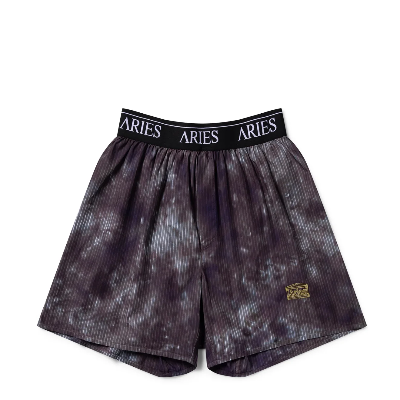 Image of Aries Womens Tie Dye Stripe Poplin Boxer Shorts Black