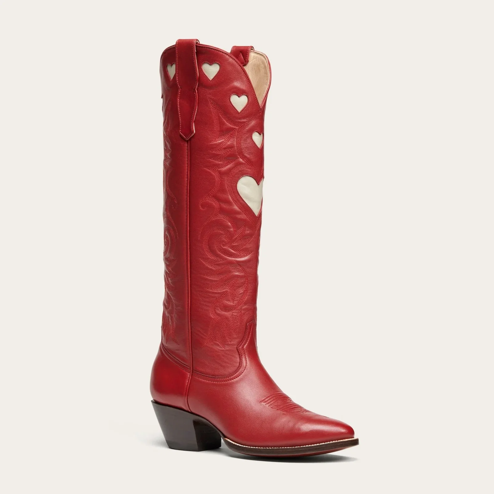 Image of The Heart Boot Red and Bone