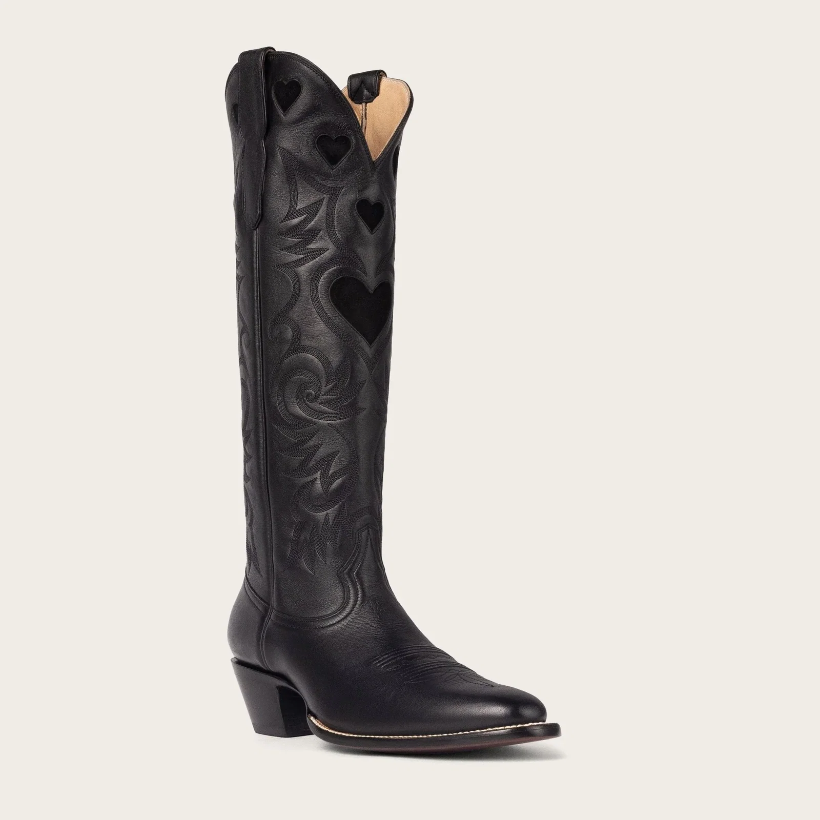 Image of The Heart Boot Black & Black Suede