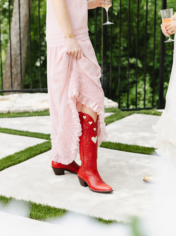 The Heart Boot Red and Bone