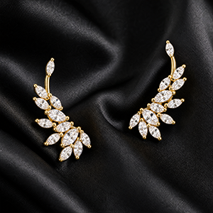 Boucles d'oreilles puces Argent 925 doré Oxydes de zirconium