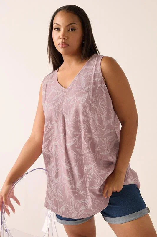 Image of YOURS - Top Rose VolantÃ© Design Feuilles