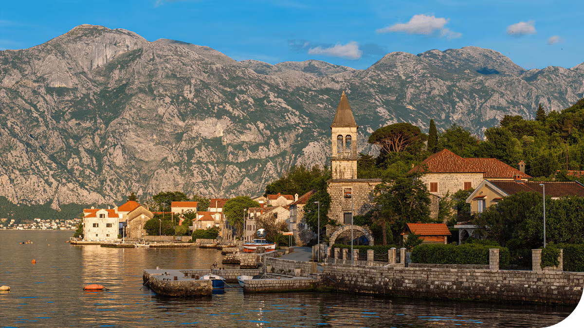 Kotor, Montenegro on a bright sunny day.