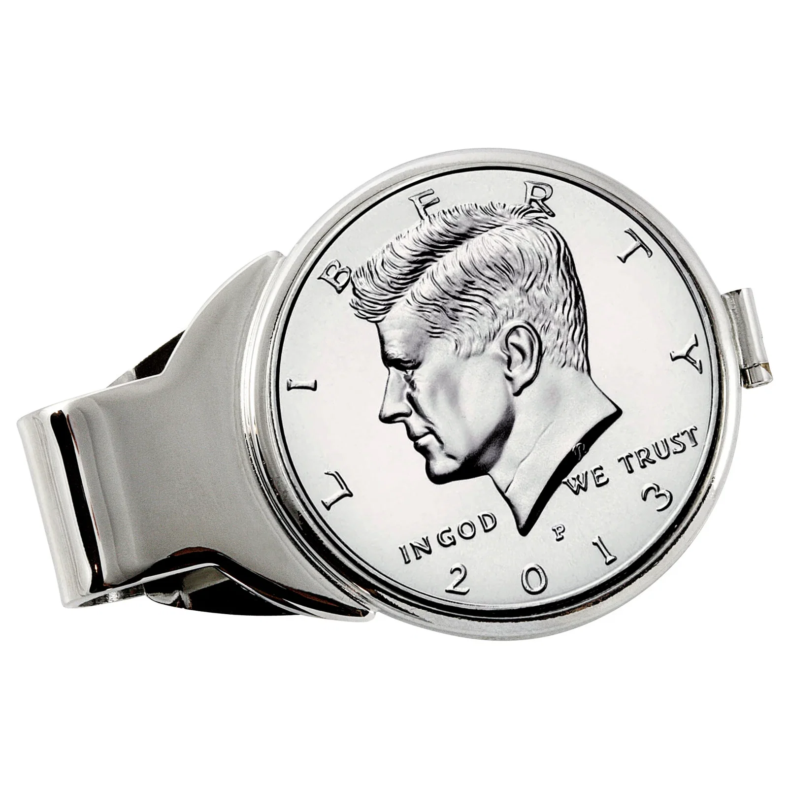Image of Proof JFK Half Dollar Silvertone Coin Money Clip