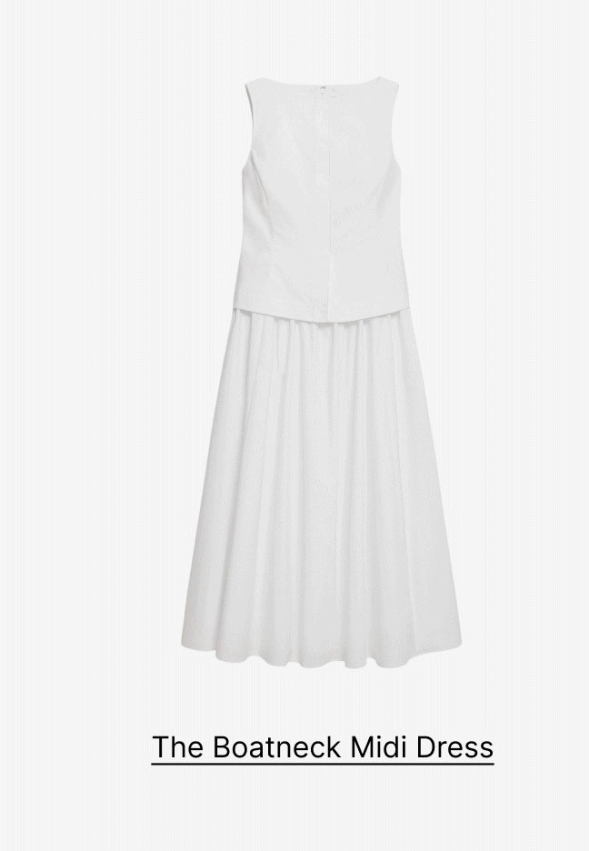 Boatneck Midi Dress in Relaxed Poplin