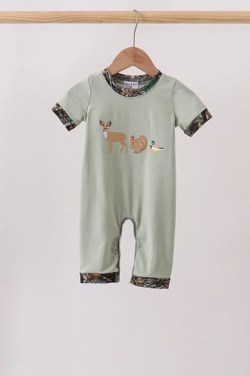 Image of Sage Hunting Embroidered Romper