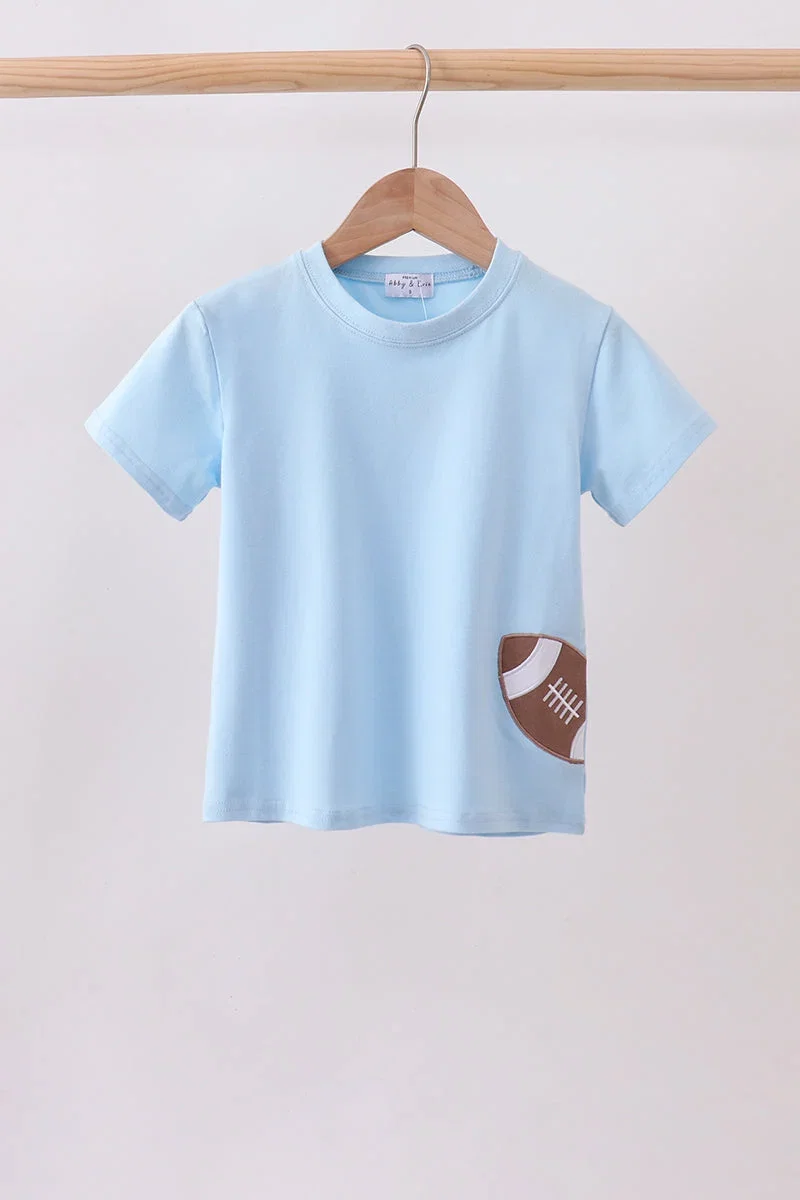 Image of Blue football applique top