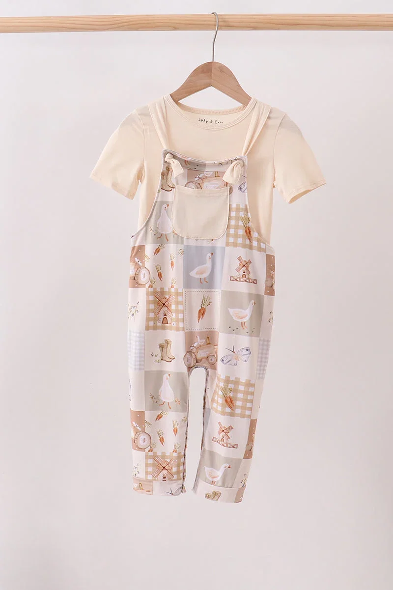 Image of Khaki Goose Bamboo 2PC Romper Set