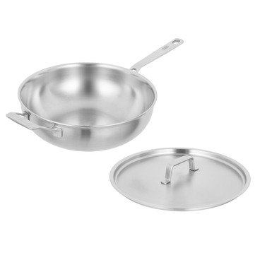 CULINARY FIVEPLY Wok / Chef's pan with lid and helper handle uncoated 28cm