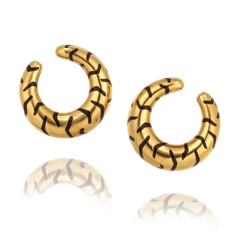 Cartier: A Pair of 18k Gold and Enamel Earclips