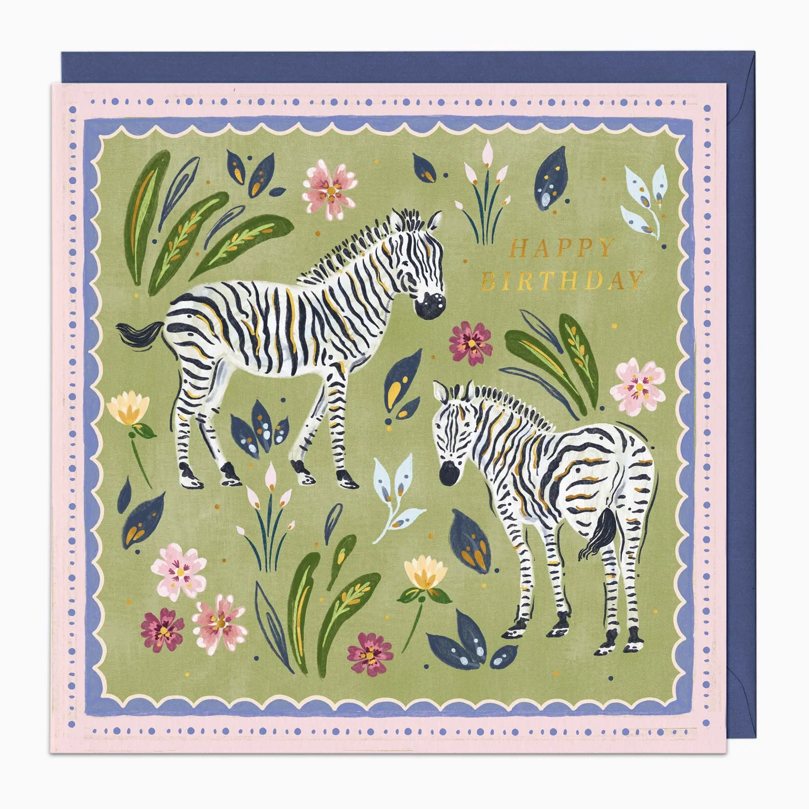 Image of H453 - Painted Paradise Zebras Birthday Card