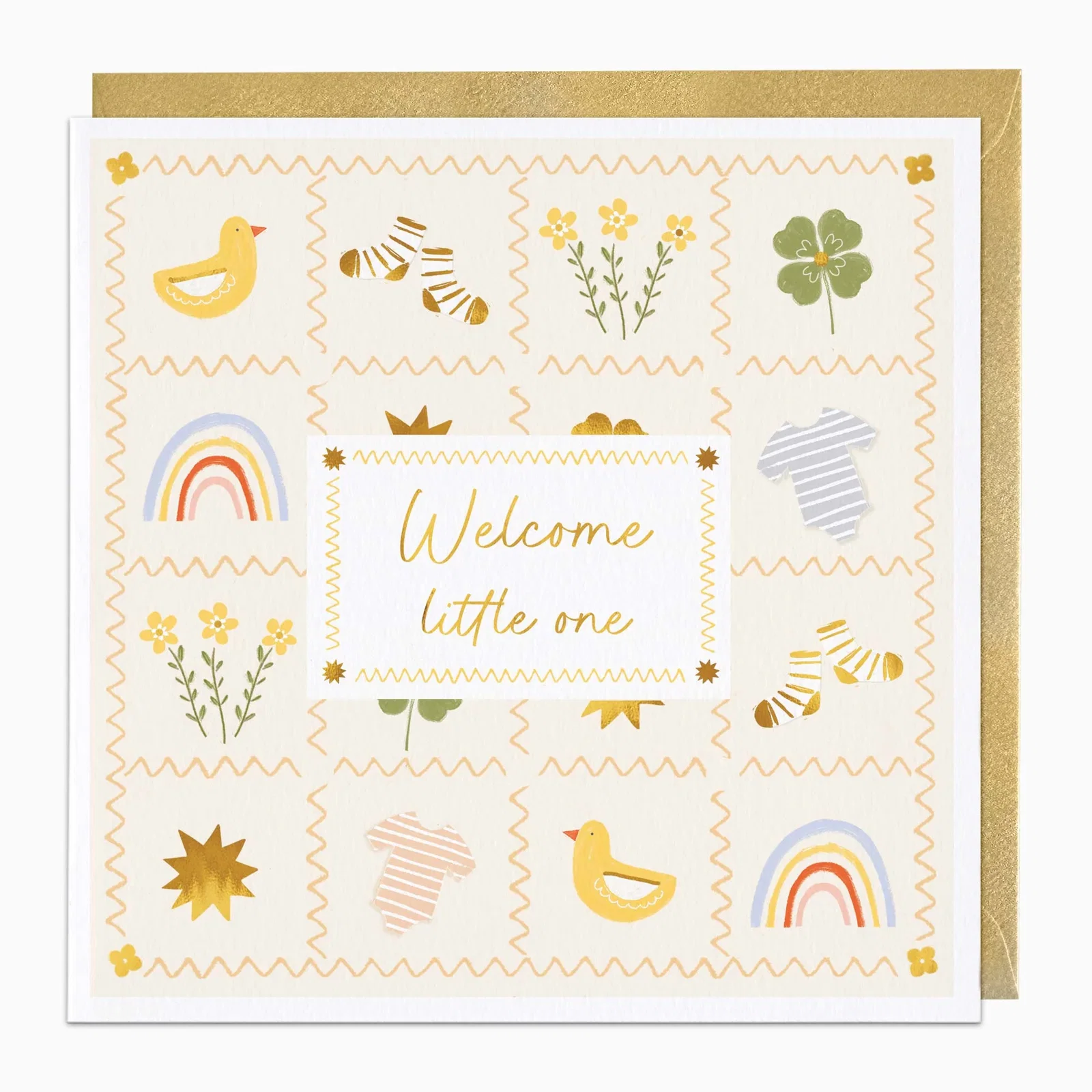 Image of H473 - Coastal Patchwork Welcome Little One Card