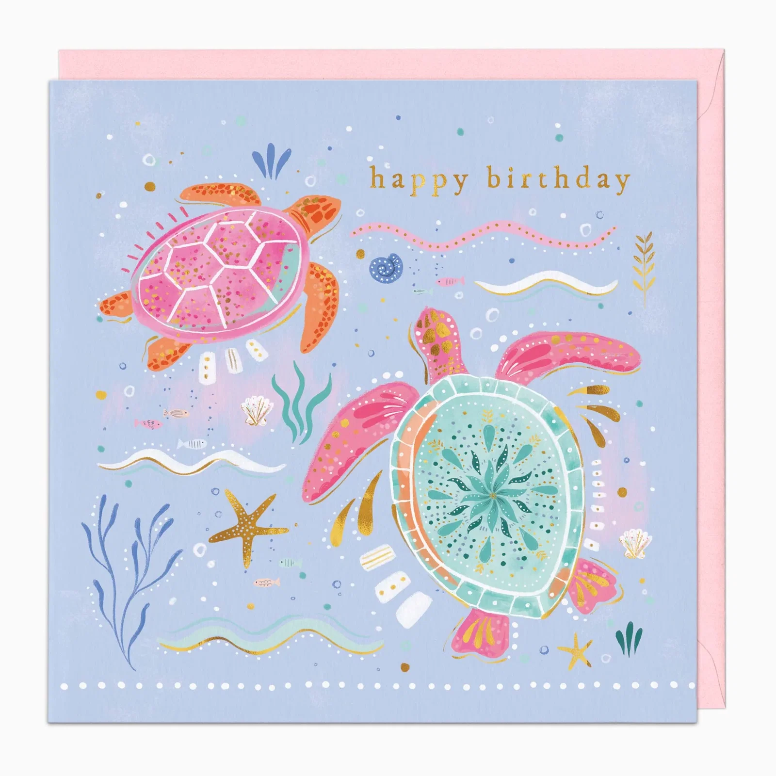 Image of H468 - Pink Turtles Birthday Card