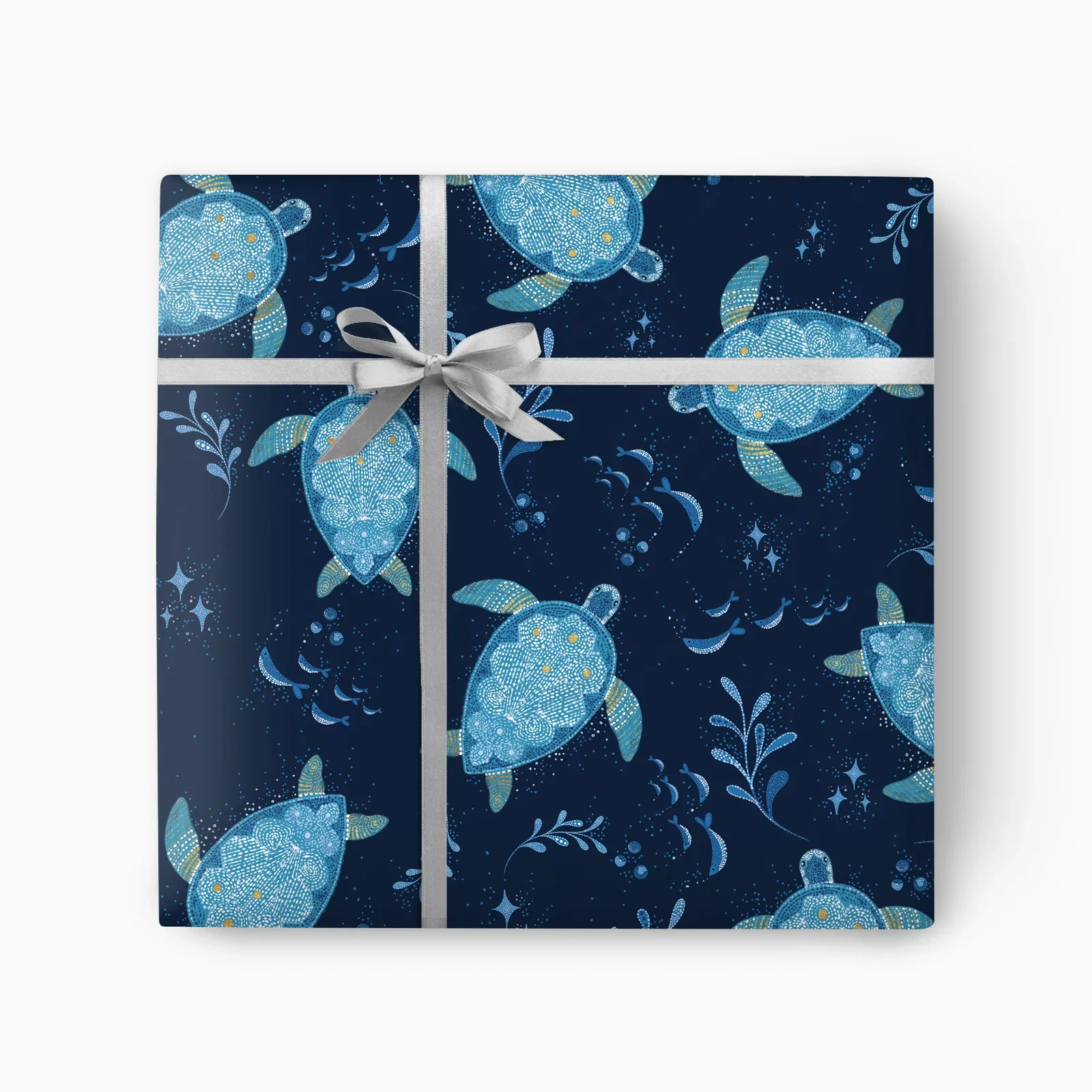 Image of GWP177 - Deep Indigo Ocean Turtles Wrapping Paper